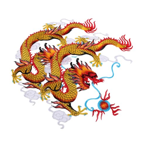 HOMSFOU 1 Paar Drachensticker Aufkleber stoff aufnäher Bügeln auf Flecken für Kleidung Drachen-Aufnäher zum Aufbügeln gestickte Aufnäher Aufbügelapplikationen für Kleidung Polyester von HOMSFOU