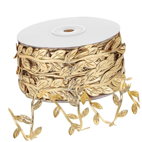 HOMSFOU 1 Rolle Blumen-rattan-beleuchtung Weinband Blattrebenband Dekorationen Trimmen Partydekorationsband Blattband Zum Basteln Blattbesatz Blattbandrebe Weinblätter Stoff Golden von HOMSFOU