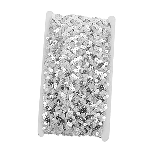 HOMSFOU 1 Rolle Breites Förmiges Paillettenband für Dekoration Glitzerndes Nähband für Diy Handwerk Yards Silberfarben für Verpackung und Bastelprojekte von HOMSFOU