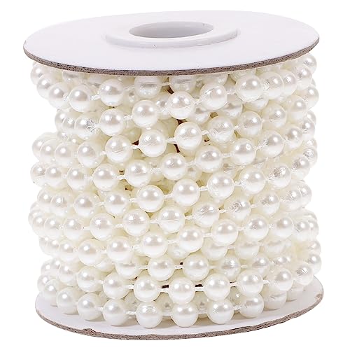 HOMSFOU 1 Rolle DIY Perlenkette Künstliche Perlen Schnur für Schmuckherstellung Dekoration und Bastelprojekte Milchweiße Perlen Wiederverwendbar und Elegant für Hochzeiten und Partys von HOMSFOU