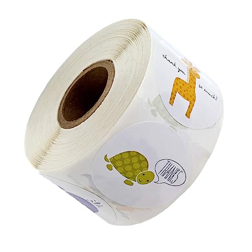 HOMSFOU 1 Rolle Kawaii Tier Danke Aufkleber Selbstklebende Etiketten für Geschenkverpackungen Tiermotiv für Backwaren Partytüten und Dekoration von HOMSFOU