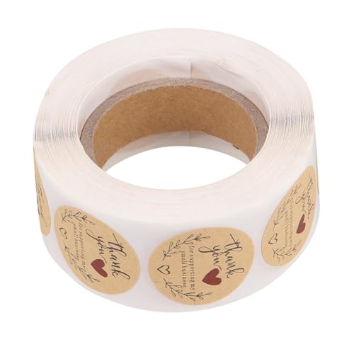 HOMSFOU 1 Rolle Kraftpapier Aufkleber Runde Selbstklebende Etiketten für Geschenkverpackung Kreative Dekoration für Partys und Anlässe für Tüten und Boxen von HOMSFOU