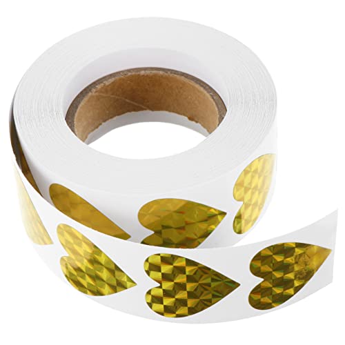 HOMSFOU 1 Rolle Liebe Aufkleber Party Name Aufkleber Herzförmig Farbig Geformt Rosa Herzen Sammelalbum Liefert Bunt Etiketten Vinyl Dekorative Aufkleber Für Umschläge Laserpapier Golden von HOMSFOU