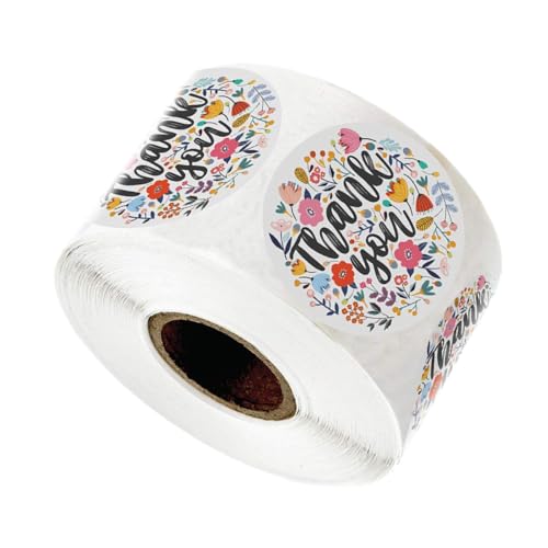 HOMSFOU 1 Rolle Runde Selbstklebende Blumen Aufkleber für Diy Projekte Dankeschön Sticker für Dekorationen Bunte Etiketten für Partys und Verpackungen von HOMSFOU