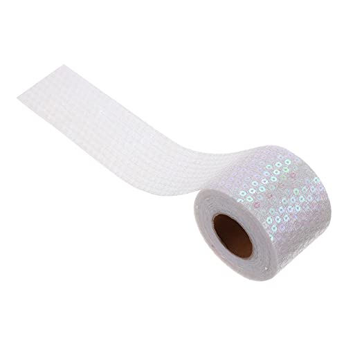 HOMSFOU 1 Rolle Seidenband Weißes Paillettenband für Diy Haarschleifen Geschenkverpackungen Hochzeitsdekorationen und Bastelprojekte Hochwertiges Langlebiges Material für Anwendungen von HOMSFOU