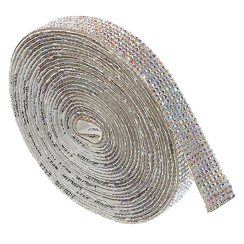 HOMSFOU 1 Rolle Strassband Klebrige Strasssteine Nagel Strassbesatz Band Kristalle Hotfix Goldene Strasssteine Blaue Dekorative Umhüllung Strassstreifen Edelstein Glitzer von HOMSFOU