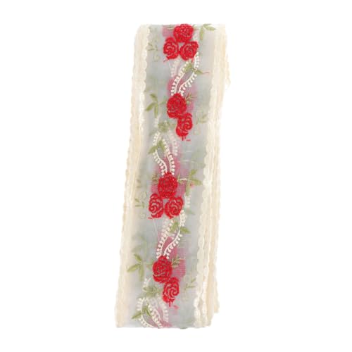 HOMSFOU 1 Rolle Wasserlösliche Spitze Gemusterte Stickerei Spitzenband Schwarze Blumenfransen Bestickte Spitze Dekoration Kleidung Elegante Ethnische Näharbeiten Hochzeit Für von HOMSFOU