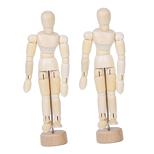 HOMSFOU 1 Satz 1 Satz Gelenkpuppe Home Office Gelenkpuppe Ornament Dekorationen Puppenmodelle Figur Skizzenmodell Bewegliches Gelenk Puppenmodell Holz 2 Stück von HOMSFOU
