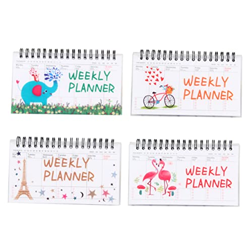 HOMSFOU 1 Satz 4 Stück Notizbuch adentkalender di4ries die organizer notizhefte planenösen Wöchentlicher Notizblock süße notizbücher für die schule wöchentlicher Tischkalender Papier von HOMSFOU