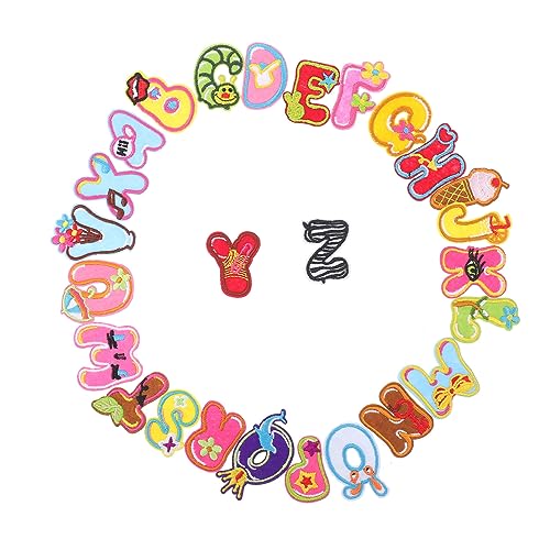 HOMSFOU 1 Satz Alphabetische Stickerset für Diy Bekleidung Dekorative Stoffpatches für Kleidung Taschen Hüte und Mehr Einfach Anzuwenden zum Reparieren und Verzieren von HOMSFOU