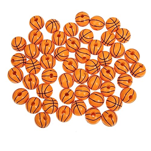 HOMSFOU 1 Satz Basketball Holzperlen Diy Bastelperlen Für Kreative Schmuckherstellung Druckdesign Glatte Oberfläche Für Armbänder Und Anhänger 50 Stück von HOMSFOU