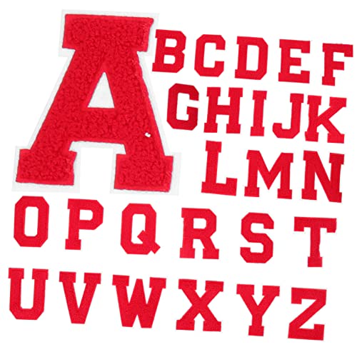 HOMSFOU 1 Satz Brief Sticklogo Flecken Dekorativ Flicken Nähen Bestickt Patch Gestickte Aufnäher Für Bekleidungsstücke Sortiert Flicken Für Kleidung Handtuchstickerei Rot 26 Stück von HOMSFOU