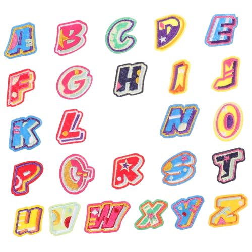 HOMSFOU 1 Satz Bügeleisen Buchstaben Patches Farbige Stickbuchstaben Aufbügel Patches für Kleidung Taschen Diy Dekoration Langlebig und Hautfreundlich von HOMSFOU