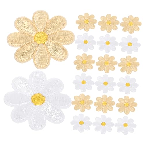 HOMSFOU 1 Satz Daisy Bügelflicken Bestickte Applikationen Für Diy Dekoration Von Kleidung Rucksäcken Und Schuhen Einfache Anwendung Durch Hitzeversiegelung Blumenmotive 20 Stück von HOMSFOU