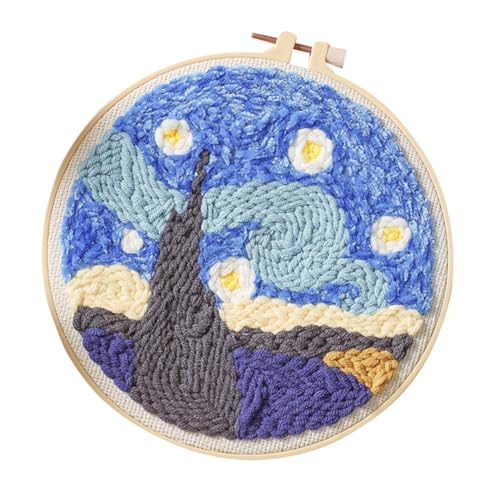 HOMSFOU 1 Satz Diy Punch Needle Kit für Stanznadel Stickerei mit Rundbasis Fäden und Zubehör Nadel für Familienprojekte und Anfänger von HOMSFOU