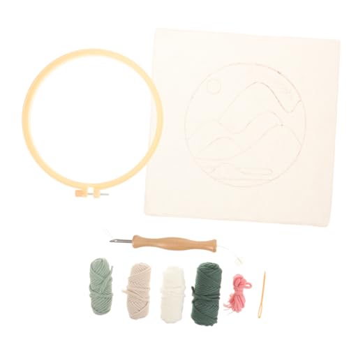 HOMSFOU 1 Satz Diy Punch Needle Material Bastelset für Anfänger mit Baumwollgarn Stickrahmen Punch Nadel und Stoffen für Projekte und Kinderhandwerk von HOMSFOU