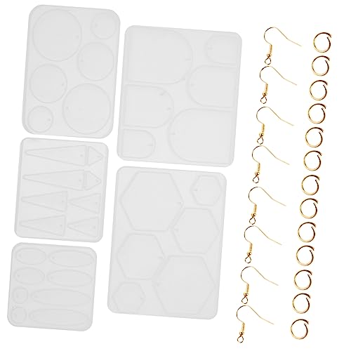 HOMSFOU 1 Satz Diy Silikon Ohrringe Gießform mit Zubehör Teilig für Schmuckherstellung Goldene Ohrhaken und Goldene Verbindungskreise für Kreative Projekte von HOMSFOU