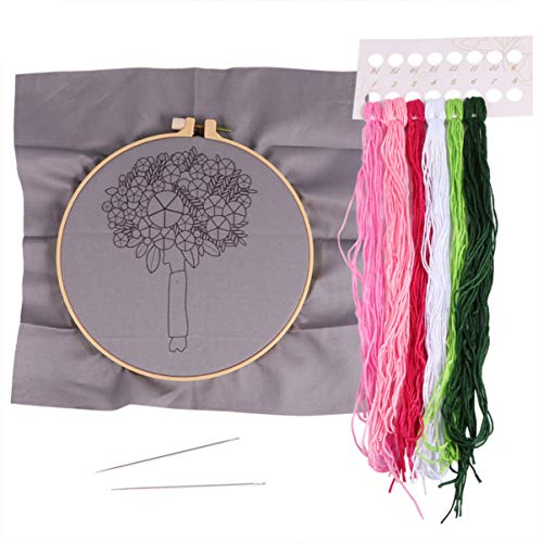HOMSFOU 1 Satz Diy Stickerei Set für Anfänger Handgemachtes Blumenmuster Kit mit Stickrahmen Bunten Fäden Nadeln und Material für Kreative Kunstprojekte von HOMSFOU