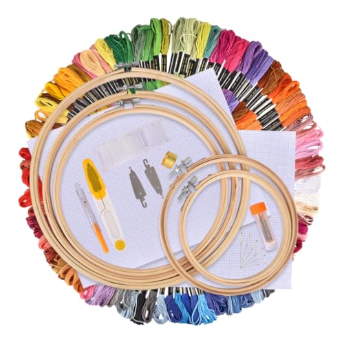 HOMSFOU 1 Satz Diy Stickerei Set mit Farben Stickrahmen Komplettes Kit für Anfänger für Kreuzstich Handstickerei und Kreative Projekte von HOMSFOU