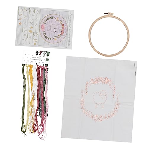 HOMSFOU 1 Satz Diy Stickset für Anfänger Handarbeitsmaterial für Kreative Stickerei Stoffrahmen für Wohnzimmer und Schlafzimmer Waschbare Vielseitige Nutzung von HOMSFOU
