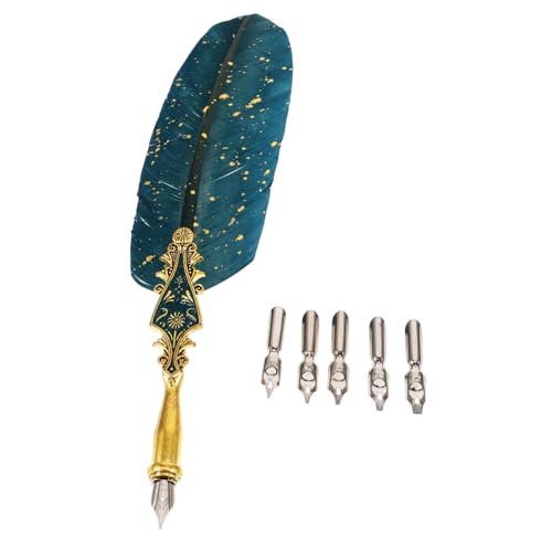 HOMSFOU 1 Satz Federkiel-Set Dip Stift Hochzeit Federtinte retro Gold Dip-Stifte Kalligrafiestifte zum Schreiben Vintage Federkiel Kalligraphie-Füllfederhalter künstliche Feder Grün HOMSFOU 1 Satz Federkiel-Set Dip Stift Hochzeit Federtinte retro Gold Dip-Stifte Kalligrafiestifte zum Schreiben Vintage Federkiel Kalligraphie-Füllfederhalter künstliche Feder Grün von HOMSFOU