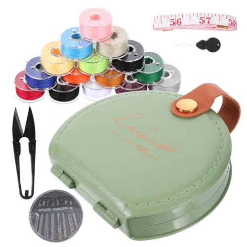 HOMSFOU 1 Satz Flickzeug klein Mindest Naht Zahnseide Mini-Nähset Stickwerkzeughalter Stickprojekttasche Reisekits für Reise -Mini Bastel-Organizer-Tasche Nähzubehör und Zubehör Abs Grün von HOMSFOU