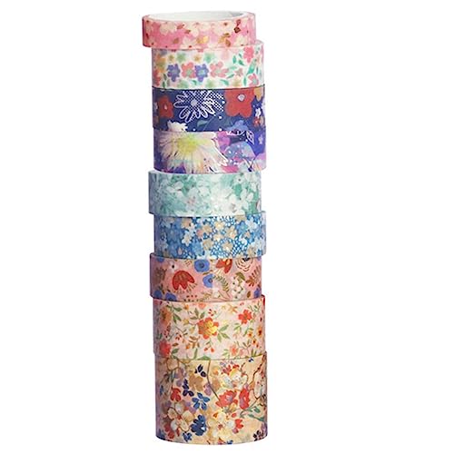 HOMSFOU 1 Satz Frisches Blumenmuster Washi Tape Dekoratives Klebeband Für Scrapbooking Diy Kunsthandwerk Einfache Anwendung Vielseitig Für Bastelprojekte Gestaltung 9rollen von HOMSFOU