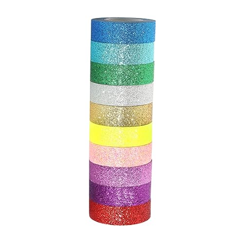 HOMSFOU 1 Satz Glitzerband Sammelalbum Farbe Maskierung Neon Dekorateure Farbig Breites Klebeband Dekoratives Klebeband Maske Klebrig Funkeln Bastelband Scrapbook -aufkleber Flüsterpapier von HOMSFOU