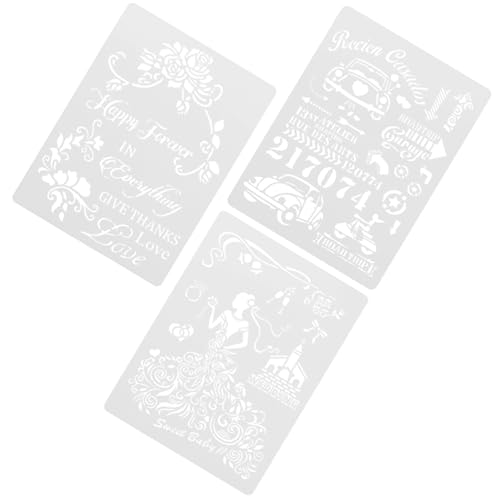 HOMSFOU 1 Satz Handgeschriebene Zeitungsvorlage Für Hochzeiten Zeichenschablonen Wiederverwendbare Schablonen Malschablonen Tagebuchschablonen Buchschablonen DIY 3Blätter von HOMSFOU