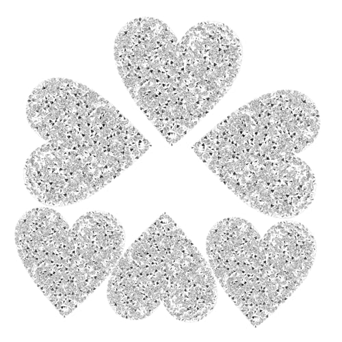 HOMSFOU 1 Satz Herz Patches Dekorative Strass Applikationen Für Kleidung Selbstklebende Flicken Für Diy Mode Adorable Herzform Aufnäher Für Jacken Hüte Und Mehr Silberne Herzen 6 Stück von HOMSFOU