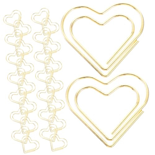 HOMSFOU 1 Satz Herzförmige Büroklammern Aus Lustige Papierclips Für Bürobedarf Zur Organisation Von Notizen Dokumenten Und Scrapbooks Goldene Farbe Für Schule Und Büro 100 Stück von HOMSFOU