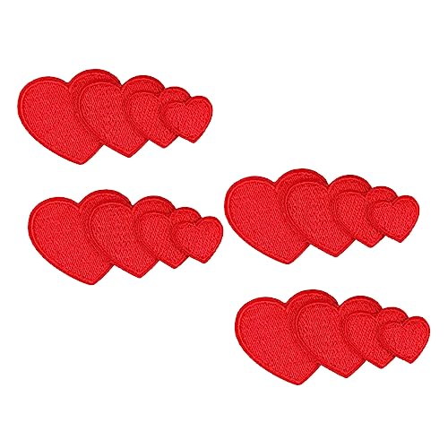 HOMSFOU 1 Satz Herzförmige Gestickte Aufnäher Teiliges Diy Kleidung Applikationen Zum Aufbügeln Und Nähen Für Jacken Jeans Taschen Und Mehr 24 Stück von HOMSFOU