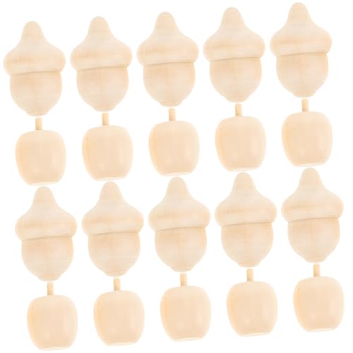 HOMSFOU 1 Satz Holzornamentbündel Hängend Kratzen Dekoration Apfel Form Ornamente Mini Fälschung Leere Holzfigur Unvollendete Eichelfigur Deko-accessoire Beige 20 Stück von HOMSFOU