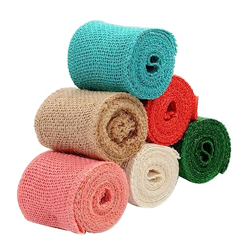 HOMSFOU 1 Satz Jute Band Natürliche Jute Bänder Rolle Für Diy Nähmaterial Und Hochzeitsdekoration Farbvariationen Für Party Und Geschenkverpackung 6 Stück von HOMSFOU
