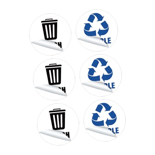 HOMSFOU 1 Satz Klassifizierungsaufkleber Behälter Recycling Im Freien Abfall Bad Klein Aufkleber Für Mülltonnen Mülleimer Aufkleber Mülleimer-etikett Pvc Weiß 6 Stück von HOMSFOU