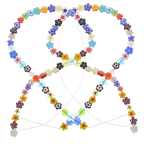 HOMSFOU 1 Satz Lose Glasperlen Kleine Abstandshalter Bastelperlen Floral Transparent Blumenförmig DIY Perlen Blumenförmige Perlen Glasperlen Zur Armbandherstellung Perlen 2Saiten von HOMSFOU