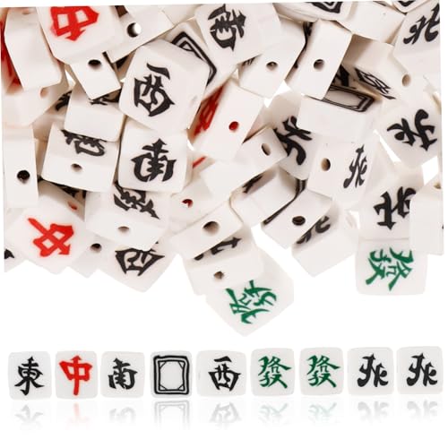 HOMSFOU 1 Satz Mahjong-perlen Lose Anhänger Für Die Schmuckherstellung Tonperlen Formen Fälschung Mit Halskette Perlen Diy -schmuckmaterialien Distanzperlen Aus Ton Polymer-ton 100 Stück von HOMSFOU
