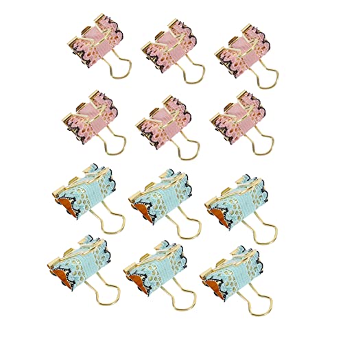 HOMSFOU 1 Satz Metall Binder Clips Mit Lace Design Kreative Büroklammern Für Organisation Und Aufbewahrung Von Unterlagen Für Büro Und Zuhause 12 Stück von HOMSFOU