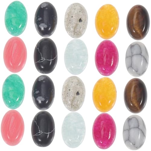 HOMSFOU 1 Satz Naturstein Cabochons Flache Rückseite Für Schmuckherstellung Diy Materialien Meditation Und Hochwertige Polierte Steine Zufälligen Farben Zufällige 20 Stück von HOMSFOU