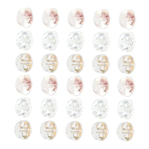 HOMSFOU 1 Satz Ohrringstopper Silikon Transparente Sicherheitsrückteile Für Ohrringe Silber Gold Roségold Diy Schmuckzubehör Geeignet Für Ohrringe 30 Stück von HOMSFOU