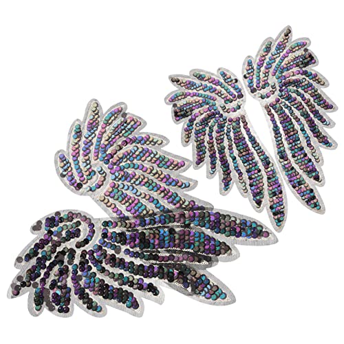 HOMSFOU 1 Satz Pailletten Flügel Aufnäher Weihnachtsengel Dekoration Party DIY Glitzer Kostüme Mädchen Feenflügel Kleidung Für Erwachsene Flügel Design Näh Applikation 2 Paare von HOMSFOU
