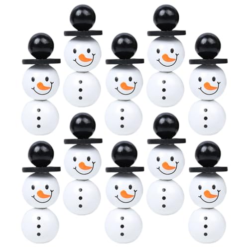 HOMSFOU 1 Satz Schneemann Holzperlen Weihnachtsdekoration für DIY Armbänder Schlüsselanhänger Langlebig und Farbecht für Winterliche Bastelprojekte und von HOMSFOU