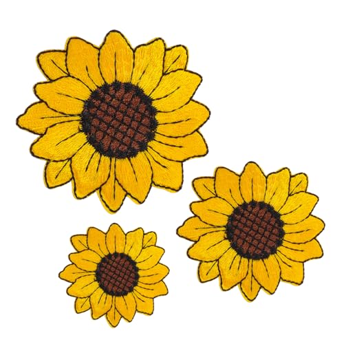 HOMSFOU 1 Satz Stickaufkleber Sonnenblumenfeld Blumen- Dekorationen Bunt Flicken Für Kleidung Groß Stoffaufkleber Bügelei Bügelbild Applikation Aufbügeln Diy Nähpatch Stickgarn 3 Stück von HOMSFOU