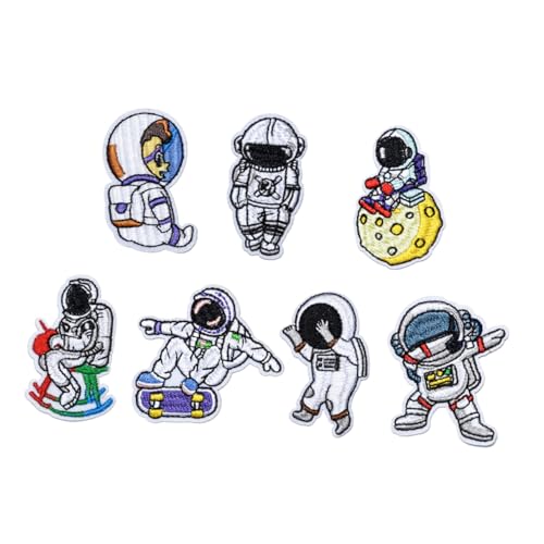 HOMSFOU 1 Satz Teiliges Astronauten Aufnäher Für Kleidung Bestickte Flicken Für Diy Nähprojekte Zum Reparieren Und Dekorieren Von Kleidung Taschen Und 7 Stück von HOMSFOU