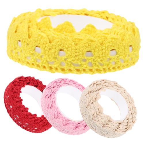 HOMSFOU 1 Satz Teiliges Baumwoll Spitzenband Dekoratives Selbstklebendes Spitzenband Für Diy Projekte Scrapbooking Und Feiertagsdekorationen 4 Stücke von HOMSFOU