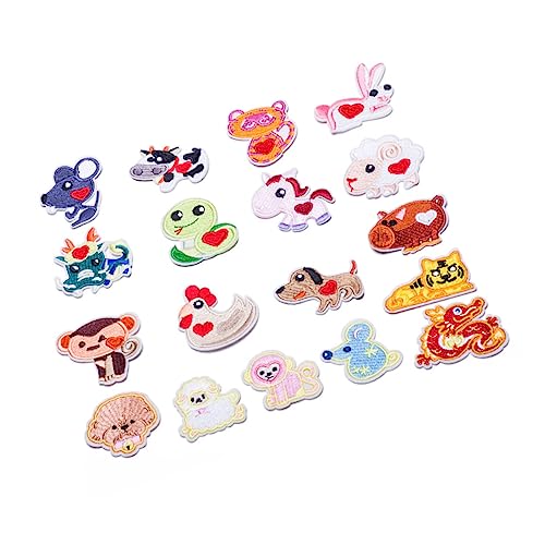 HOMSFOU 1 Satz Teiliges Cartoon Tier Stoffpatches Bestickte Aufnäher Zur Dekoration Und Reparatur Von Kleidung Für Jeans Taschen Und Diy Projekte 18 Stück HOMSFOU 1 Satz Teiliges Cartoon Tier Stoffpatches Bestickte Aufnäher Zur Dekoration Und Reparatur Von Kleidung Für Jeans Taschen Und Diy Projekte 18 Stück von HOMSFOU
