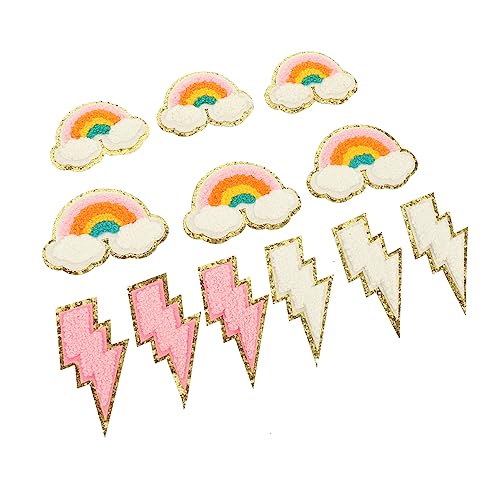 HOMSFOU 1 Satz Teiliges Kreative Flash Rainbow Stickerei Patches Diy Aufnäher Zum Aufbügeln Für Kleidung Shirts Jacken Und Mehr Einfach Anzubringen Und Vielseitig Einsetzbar 12 Stück von HOMSFOU