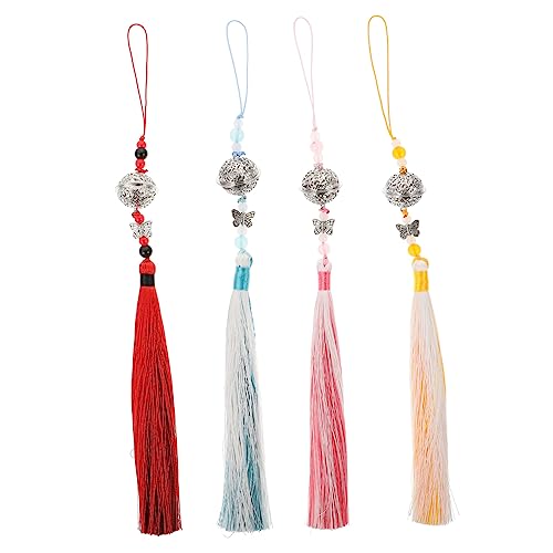 HOMSFOU 1 Satz Teiliges Retro Chinesisches Quasten Schmuckset Klassischer Glockenanhänger Für Kostüme Taschen Autos Und Home Decor Für Cosplay 4 Stück von HOMSFOU