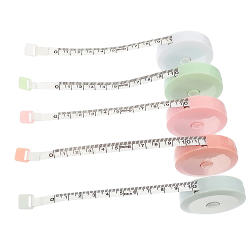 HOMSFOU 1 Satz Teiliges Tragbares Maßband Flexiblem Material Automatisches Einziehbares Maßband Für Nähen Körpermaße Und Stoffmessungen Blau Grün Weiß Und Hellpink 5 Stück von HOMSFOU