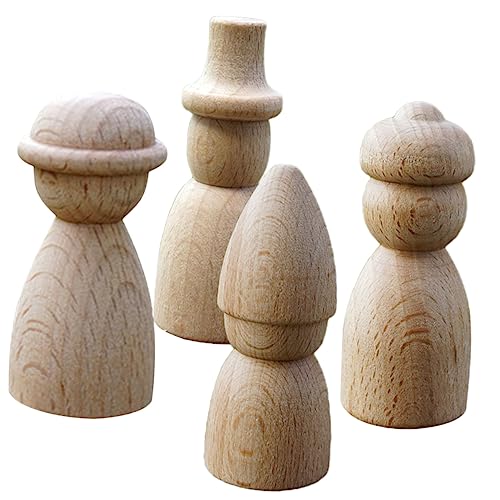 HOMSFOU 1 Satz Teiliges Unfertige Holzpuppen Zum Diy Malen Kreative Holzfiguren Für Kinderzimmerdekoration Handgefertigte Peg Dolls Für Bastelprojekte Und Pädagogisches 4 Stück von HOMSFOU